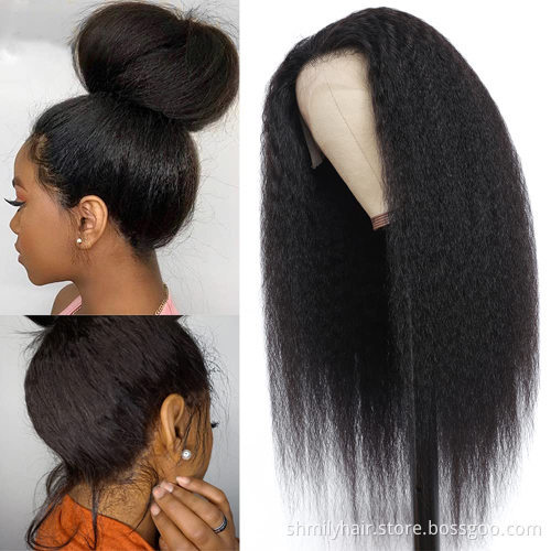 Full Customize Packing Wig Box/Bag Malaysian Yaki Kinky Straight Lace Front Closure Wig Vendor Cheap Human Hair Swiss Lace Wig